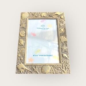 Sunflower Designs Gold Seashell Ocean Theme 4x6 Photo Frame Coastal Beach Decor